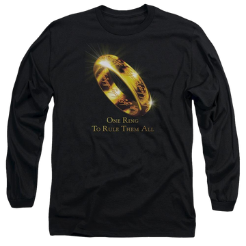 Black men's long sleeve t-shirt with Lord of the Rings One Ring graphic