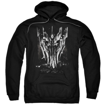 Black pullover hoodie with Lord of the Rings Big Sauron Head graphic