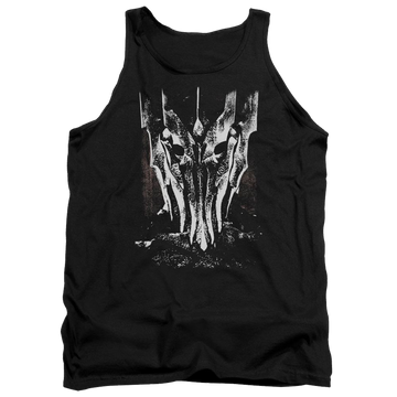 Black men's tank with Lord of the Rings Big Sauron Head graphic