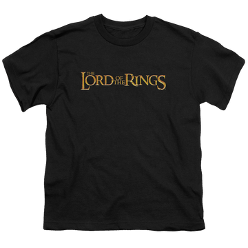 Black youth t-shirt for ages 8 to 12 with Lord of the Rings Lotr Logo graphic