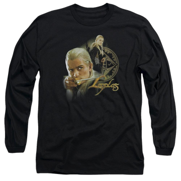 Black men's long sleeve t-shirt with Lord of the Rings Legolas graphic