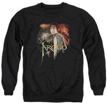 Black men's crewneck sweatshirt with Lord of the Rings Frodo graphic