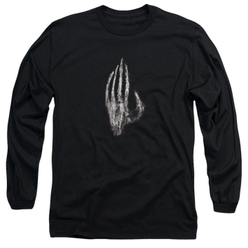 Black men's long sleeve t-shirt with Lord of the Rings Hand Of Saruman graphic