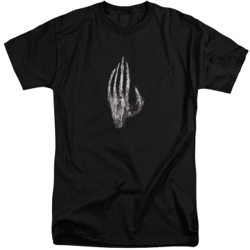 Black men's tall fit t-shirt with Lord of the Rings Hand Of Saruman graphic