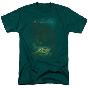 Hunter green men's regular fit t-shirt with Lord of the Rings Lost Ring graphic