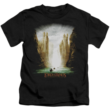 Black kid's t-shirt for ages 4 to 7 with Lord of the Rings Kings Of Old graphic