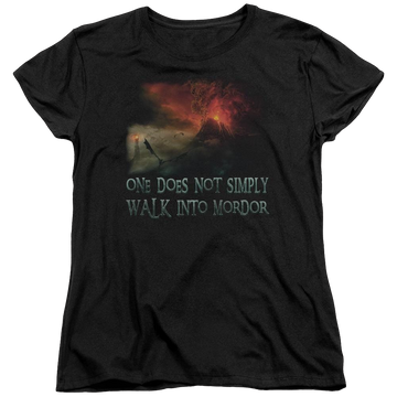 Black women's t-shirt with Lord of the Rings Walk In Mordor graphic