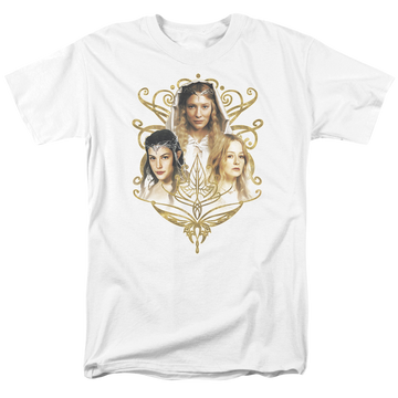 White men's regular fit t-shirt with Lord of the Rings Women Of Middle Earth graphic