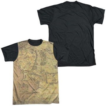 Lord of the Rings Middle Earth Map men's black back t-shirt