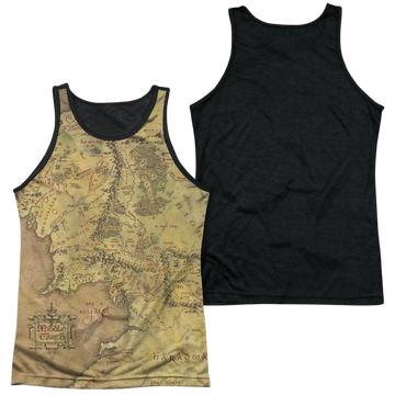 Lord of the Rings Middle Earth Map men's black back tank