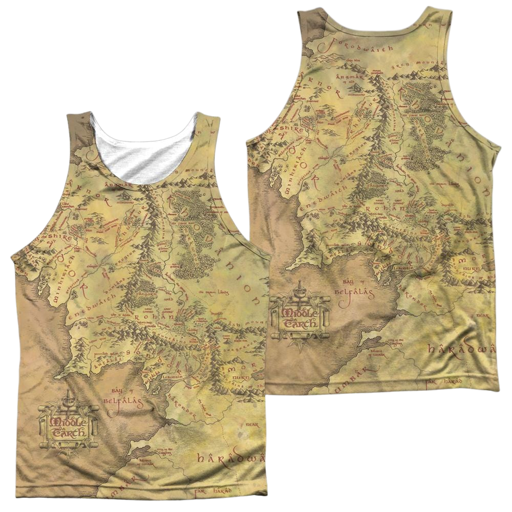 Lord of the Rings Middle Earth Map Men's All Over Print Tank Men's All Over Print Tank Lord Of The Rings