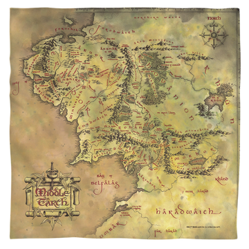 Lord of the Rings Middle Earth Map bandana