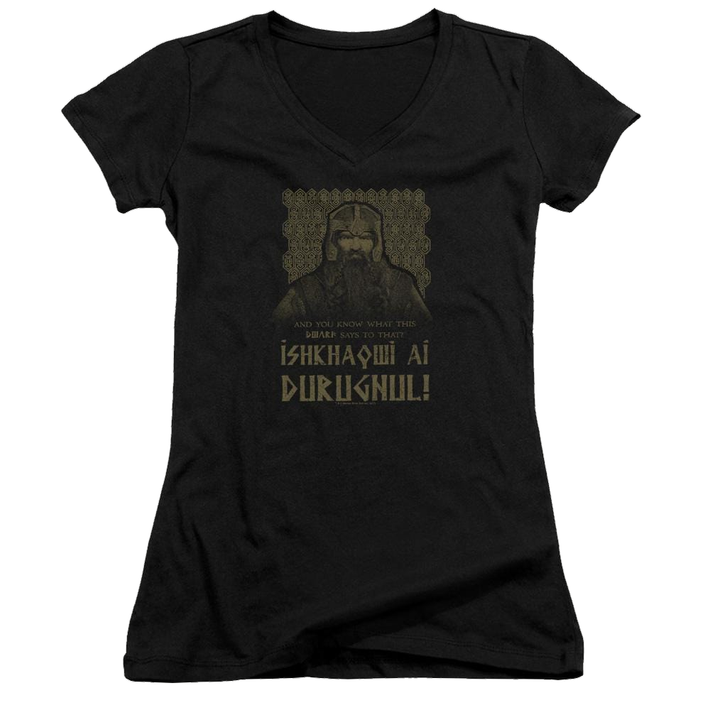 Lord of the Rings Ishkhaqwi Durugnul Juniors V-Neck T-Shirt Juniors V-Neck T-Shirt Lord Of The Rings