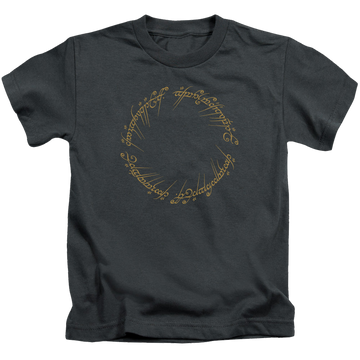 Charcoal kid's t-shirt for ages 4 to 7 with Lord of the Rings One Ring graphic