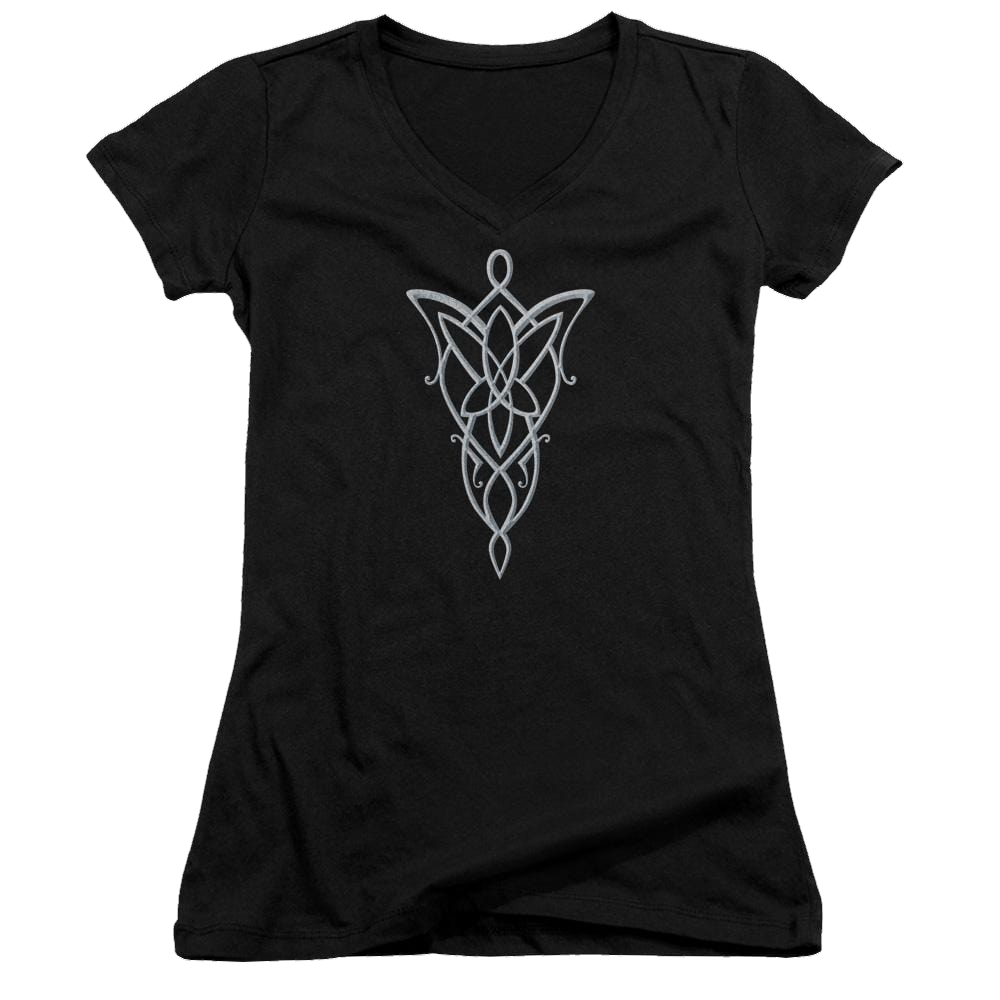 Lord of the Rings Arwen Necklace Juniors V-Neck T-Shirt Juniors V-Neck T-Shirt Lord Of The Rings
