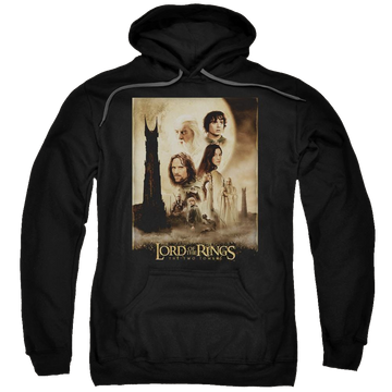 Black pullover hoodie with Lord of the Rings Tt Poster graphic