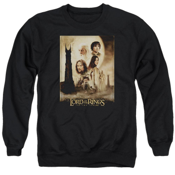 Black men's crewneck sweatshirt with Lord of the Rings Tt Poster graphic