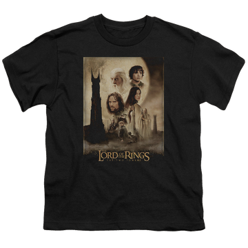 Black youth t-shirt for ages 8 to 12 with Lord of the Rings Tt Poster graphic