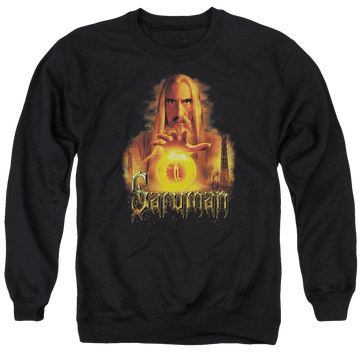 Black men's crewneck sweatshirt with Lord of the Rings Saruman graphic