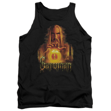 Black men's tank with Lord of the Rings Saruman graphic