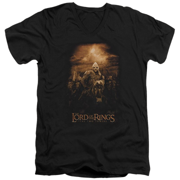 Black men's v-neck t-shirt with Lord of the Rings Riders Of Rohan graphic