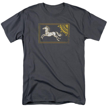 Charcoal men's regular fit t-shirt with Lord of the Rings Rohan Banner graphic