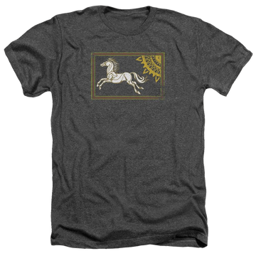 Charcoal men's heather t-shirt with Lord of the Rings Rohan Banner graphic