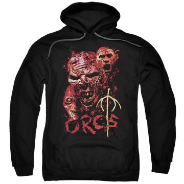 Black pullover hoodie with Lord of the Rings Orcs graphic