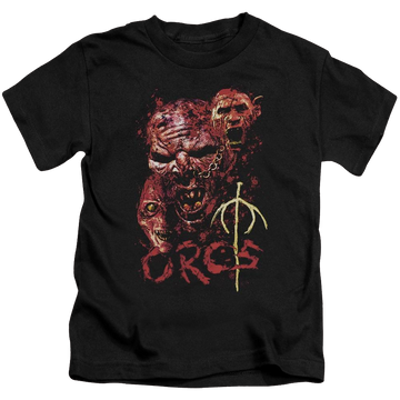 Black kid's t-shirt for ages 4 to 7 with Lord of the Rings Orcs graphic