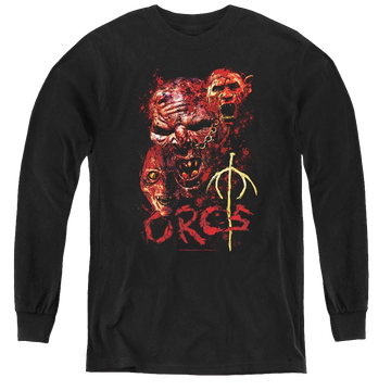 Black youth long sleeve t-shirt with Lord of the Rings Orcs graphic