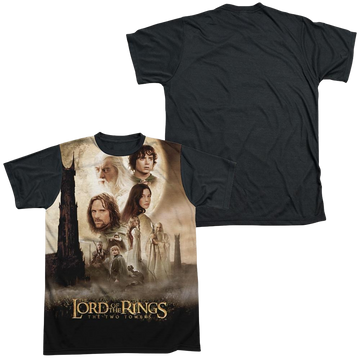 Lord of the Rings Towers Poster men's black back t-shirt