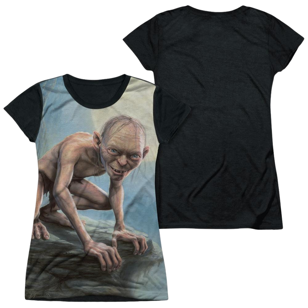Lord of the Rings Gollum Moon Juniors Black Back T-Shirt Juniors Black Back T-Shirt Lord Of The Rings