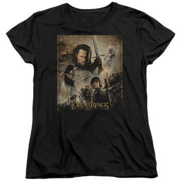Black women's t-shirt with Lord of the Rings Rotk Poster graphic