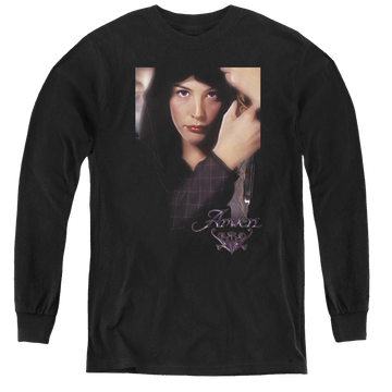 Black youth long sleeve t-shirt with Lord of the Rings Arwen graphic