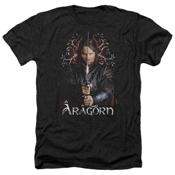 Charcoal men's heather t-shirt with Lord of the Rings Aragorn graphic