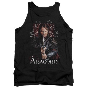 Black men's tank with Lord of the Rings Aragorn graphic