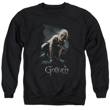 Black men's crewneck sweatshirt with Lord of the Rings Gollum graphic