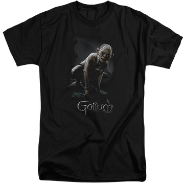 Black men's tall fit t-shirt with Lord of the Rings Gollum graphic