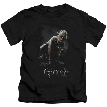 Black kid's t-shirt for ages 4 to 7 with Lord of the Rings Gollum graphic