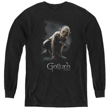 Black youth long sleeve t-shirt with Lord of the Rings Gollum graphic
