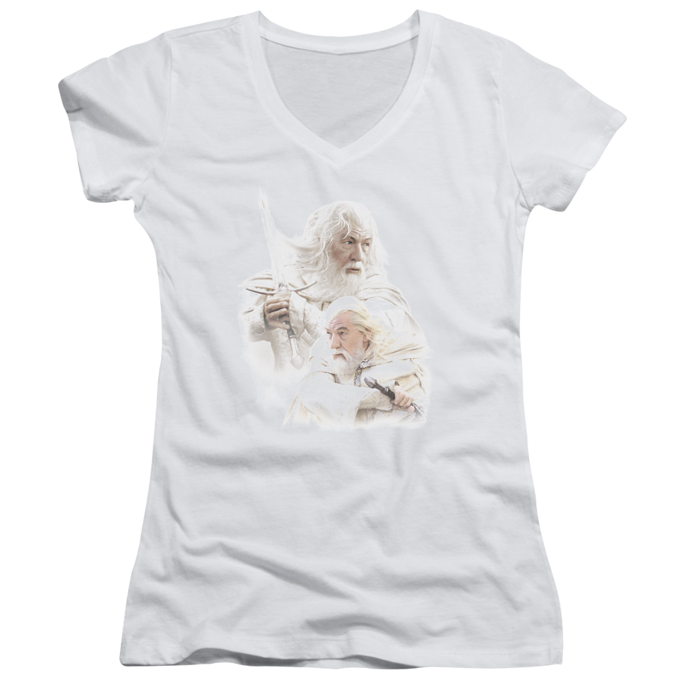 Lord of the Rings Gandalf The White Juniors V-Neck T-Shirt Juniors V-Neck T-Shirt Lord Of The Rings