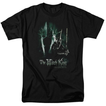 Black men's regular fit t-shirt with Lord of the Rings Witch King graphic