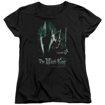 Black women's t-shirt with Lord of the Rings Witch King graphic