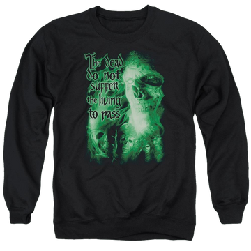 Black men's crewneck sweatshirt with Lord of the Rings King Of The Dead graphic