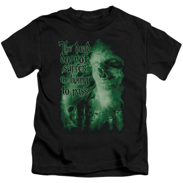 Black kid's t-shirt for ages 4 to 7 with Lord of the Rings King Of The Dead graphic
