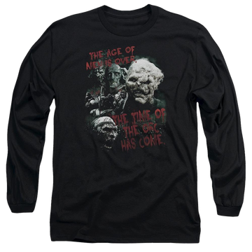 Black men's long sleeve t-shirt with Lord of the Rings Time Of The Orc graphic