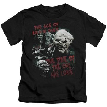 Black kid's t-shirt for ages 4 to 7 with Lord of the Rings Time Of The Orc graphic