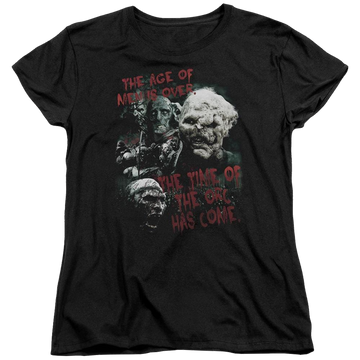 Black women's t-shirt with Lord of the Rings Time Of The Orc graphic