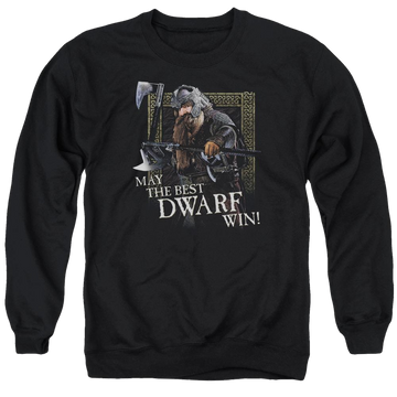 Black men's crewneck sweatshirt with Lord of the Rings The Best Dwarf graphic