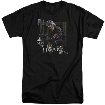 Black men's tall fit t-shirt with Lord of the Rings The Best Dwarf graphic